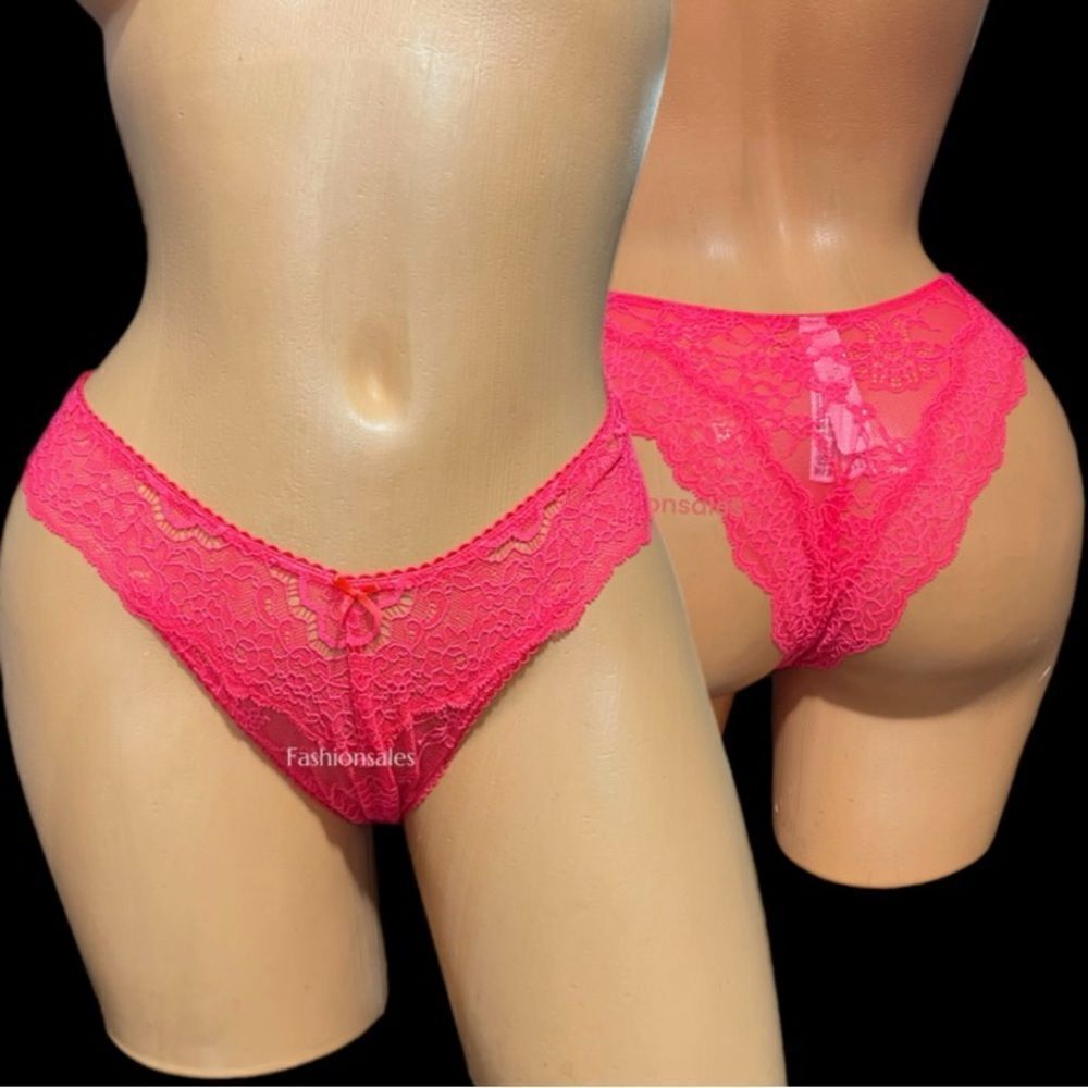 Victoria’s Secret Dream Angels high leg lace Brazilian slip panty Coral - Picture 5 of 9